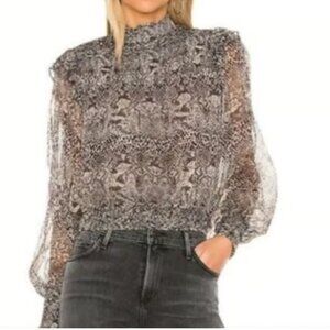 FREE PEOPLE |ROMA BLOUSE |SHEER SNAKE PRINT | SIZE S  (NWT)